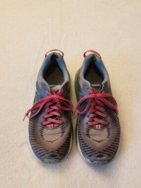 Hoka One One Arahi 2 Gray Aqua Pink Running Trail Hiking Shoes Size 6.5